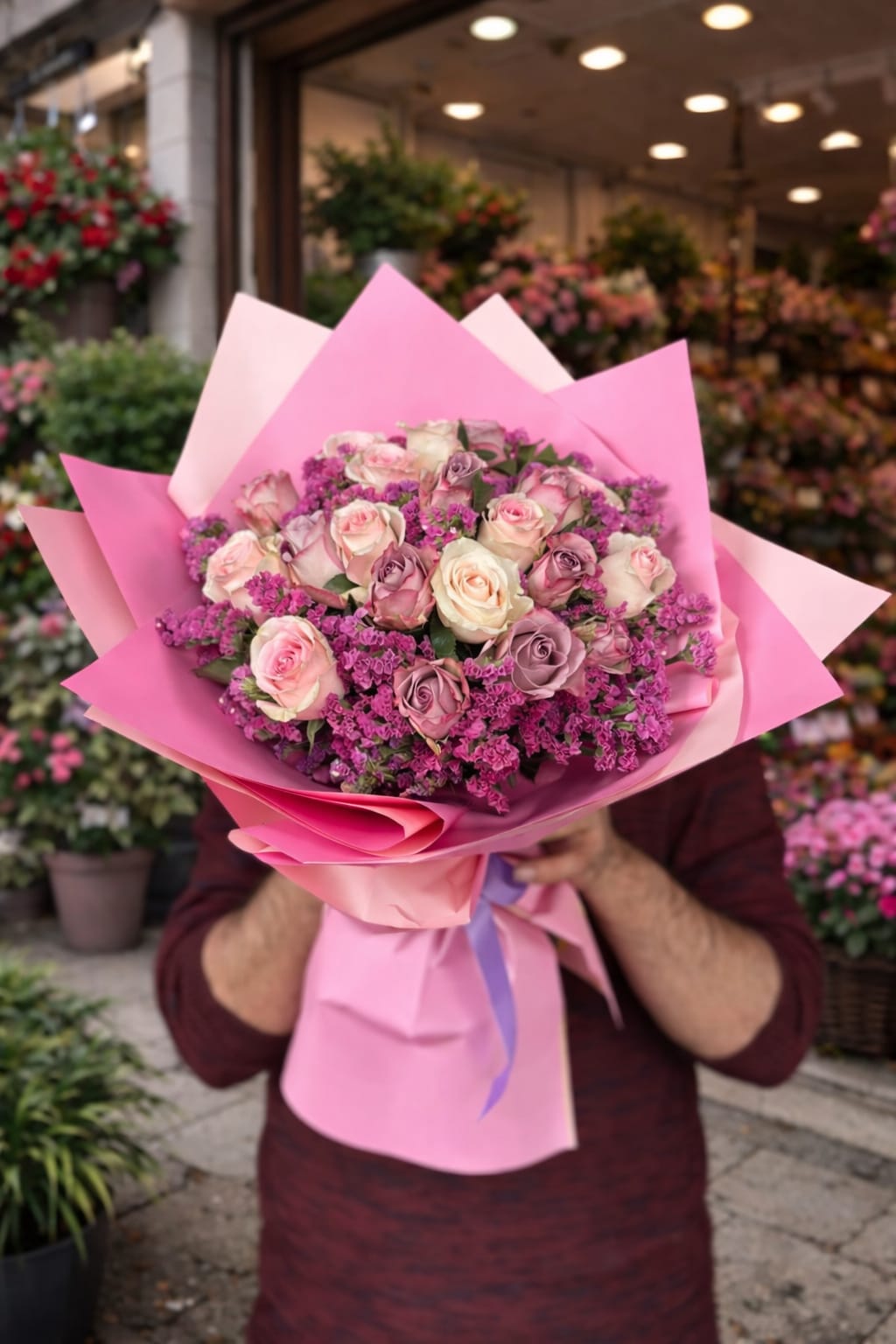 Mor ve Pembe G�l Buketi